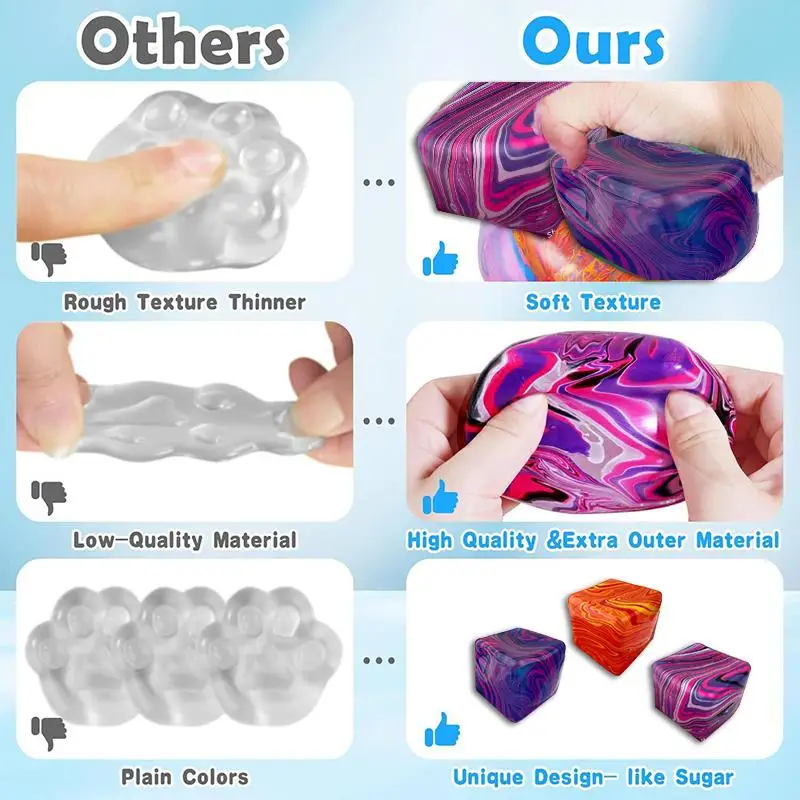 .New.Squishy  Maltose Fidgets Toys Soft Mochi Anti Stress Squeeze Toy Transparent Square Decompression Gifts for Friend Adult