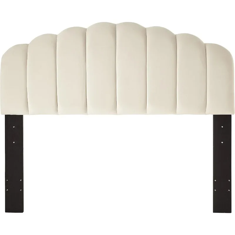 

Ball & Cast Tufted Velvet Upholstered Headboard Channel, Queen Full Size Bed Adjusted Height 42-50 Inch, Cream