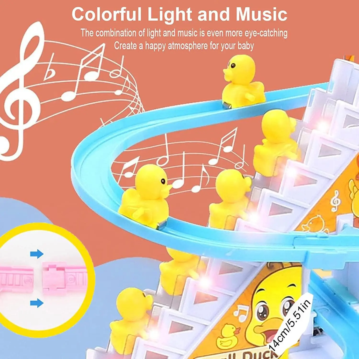 Baby Leuke Eend Varken Elektronische Elektronische Traplopen Spoorglijbaan Huisdieren Speelgoed LED-verlichting Muzikaal Kinderen Spel Onderwijs Speelgoed Giftsj