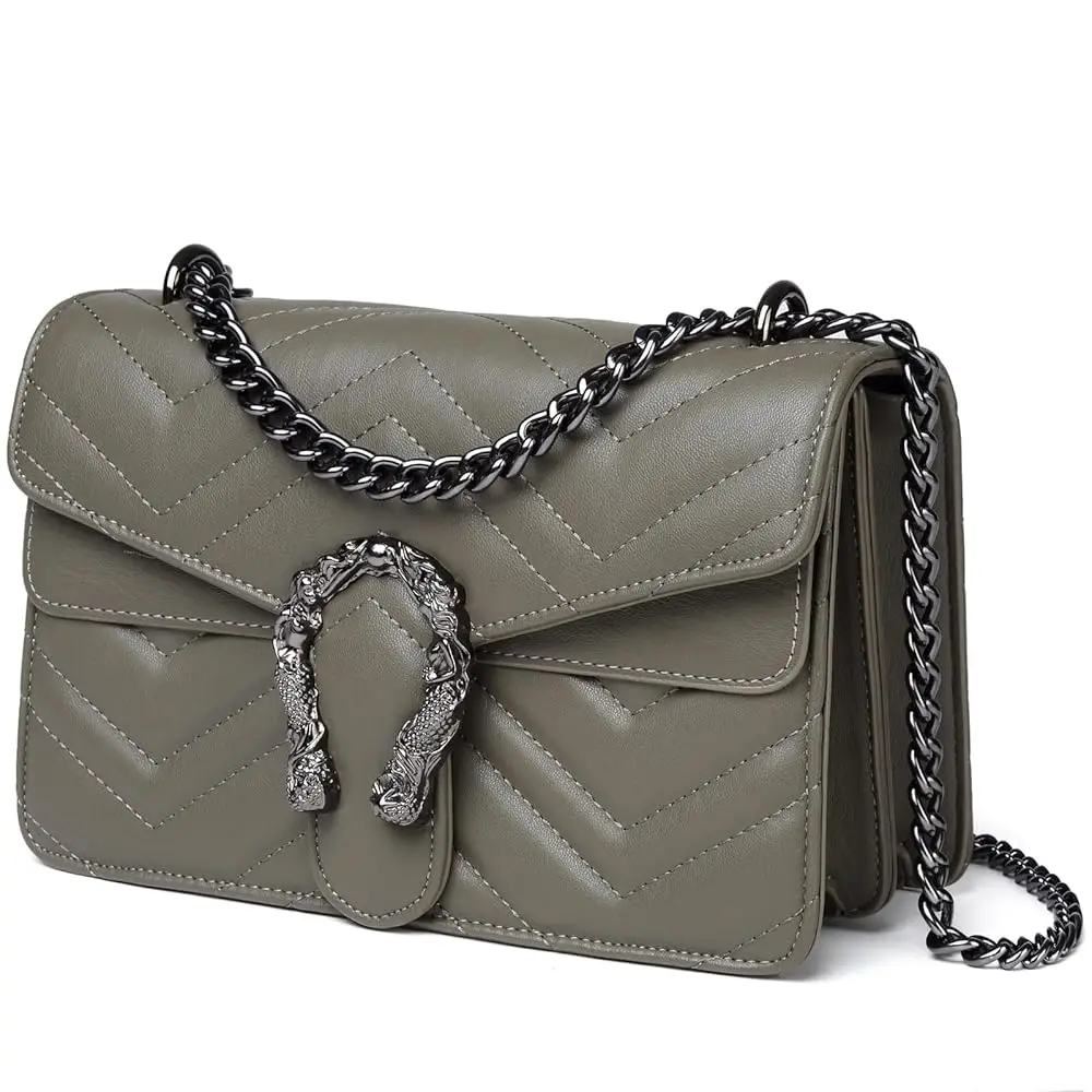 

Crossbody Bags for Women - Snake Printed Clutch Purses Leather Chain Shoulder Bags Evening Handbags