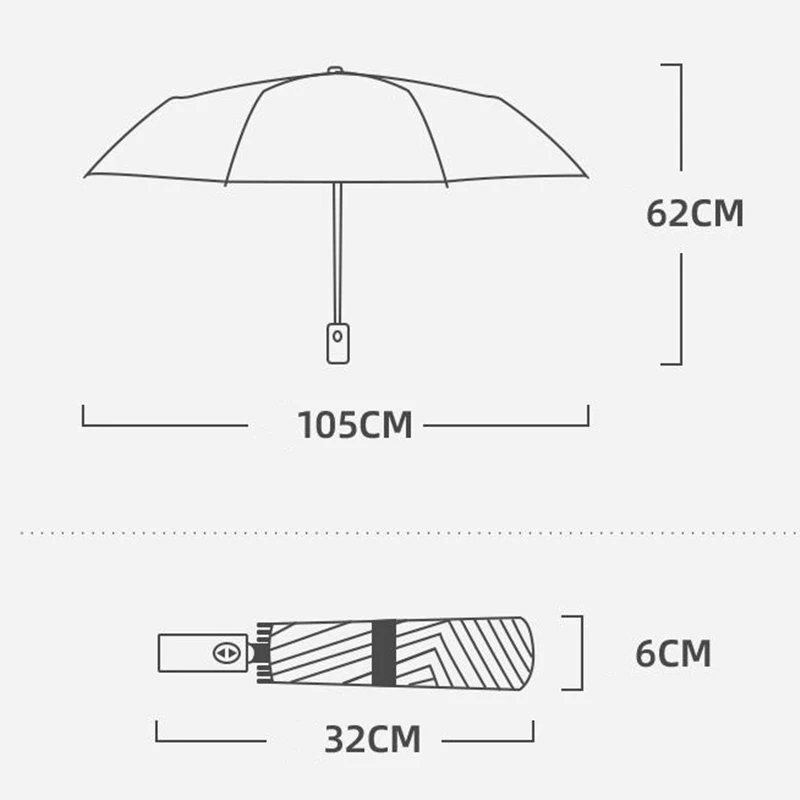 Xiaomi-alça mecânica transparente para homens, guarda-chuva de segurança automático, anti-rebote, reverso, dobrável de 10 ossos, grande