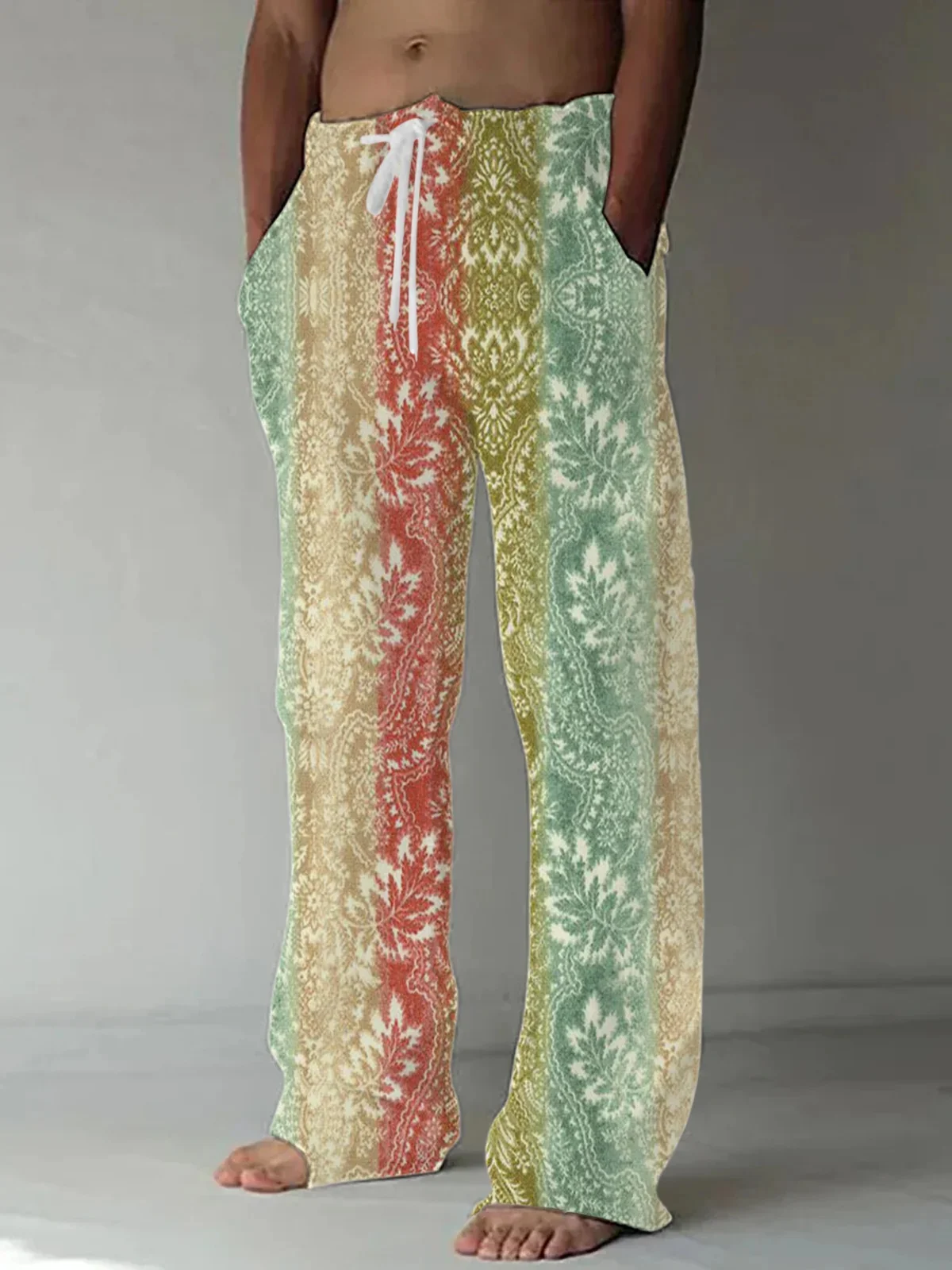 Ethnic Geometric Print Men's Casual Elastic Waist Pants 3D Printed Pants