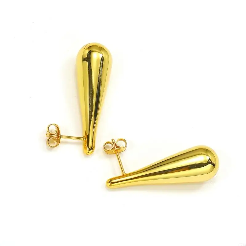 Stainless Steel Teardrop Studs Earrings for Sensitive Skin Gold Plated Earrings C71A