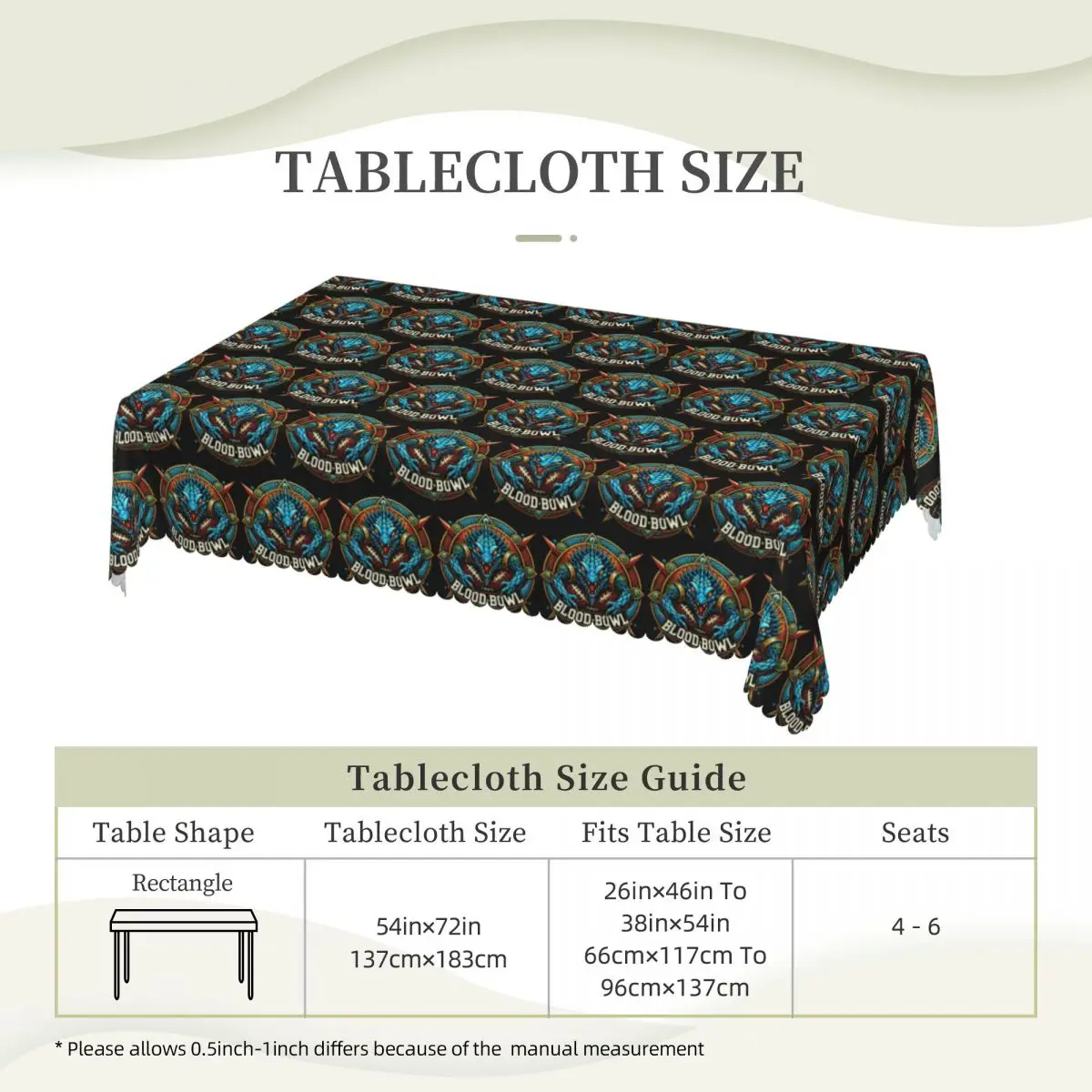 Lagrt Blood Bowl Customized Rectangular Tablecloth Waterproof Table Cover for Festival Party Decorations Table Cloth