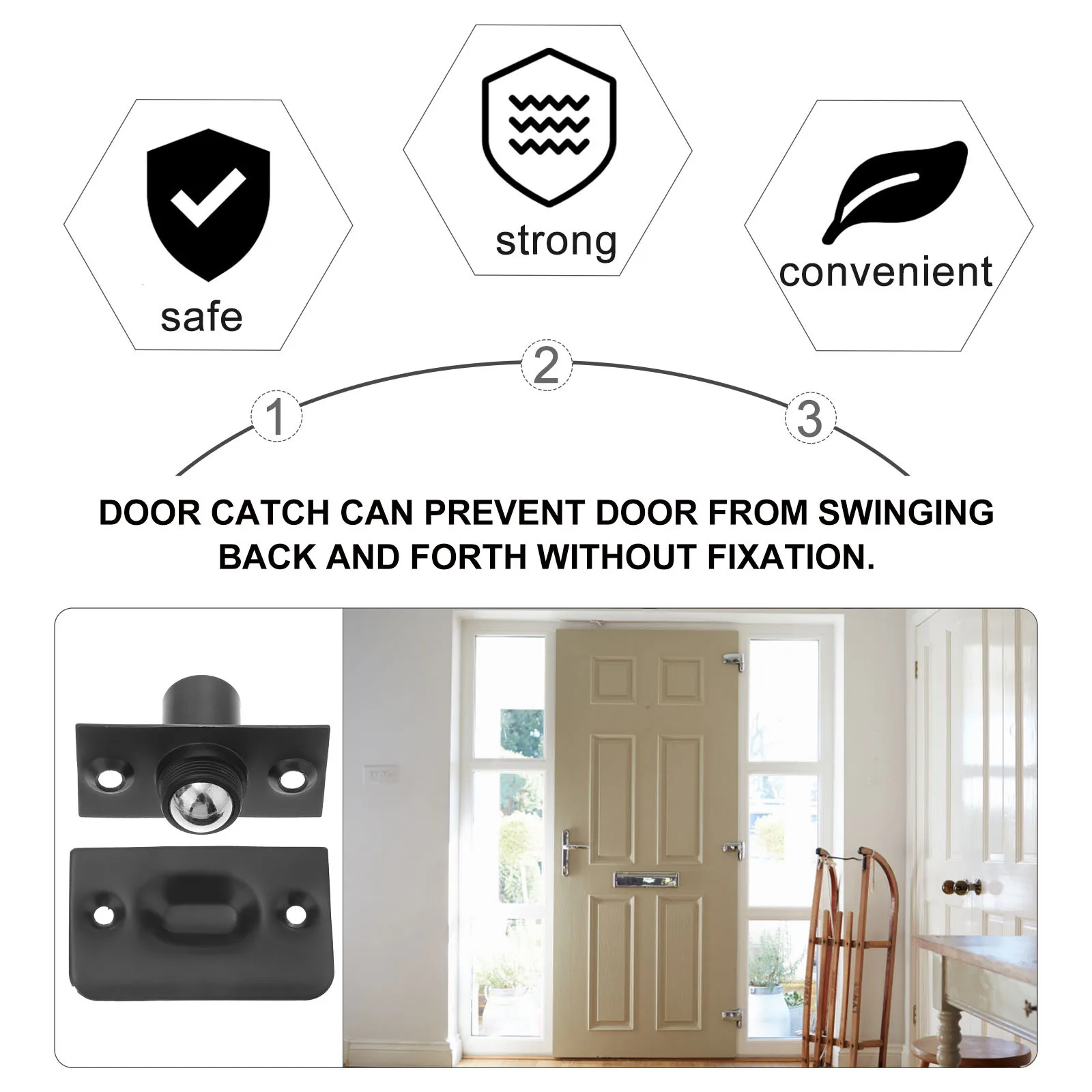 

1Set Ball Catch Door Stopper Adjustable Elasticity Solid Durable Spring Loaded Closet Screen Door Holder Ball Catch