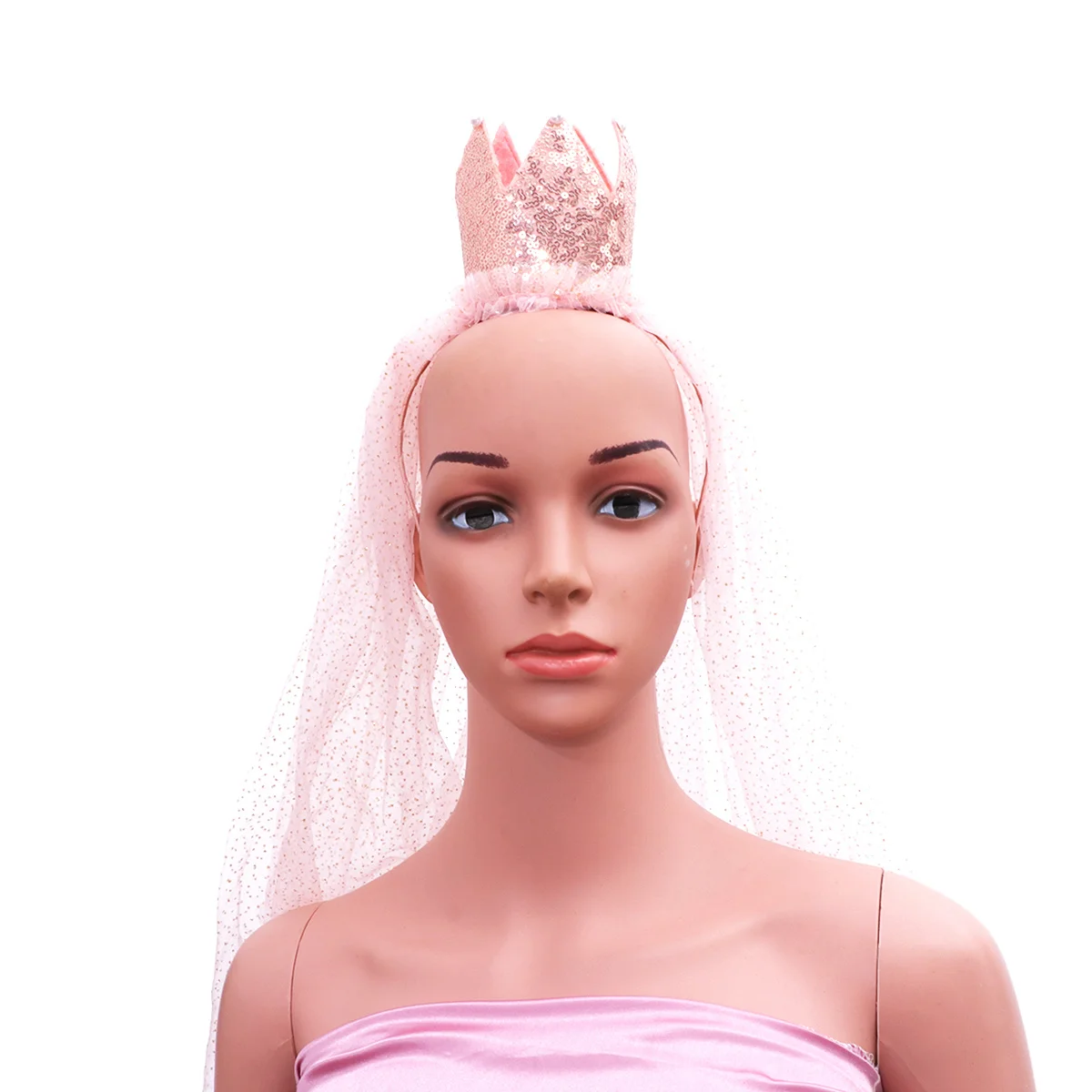 

Crown Hair Veil For Girls Pink Lightweight Headpiece Party Birthday Prom Accessory Crown Headdress Decor