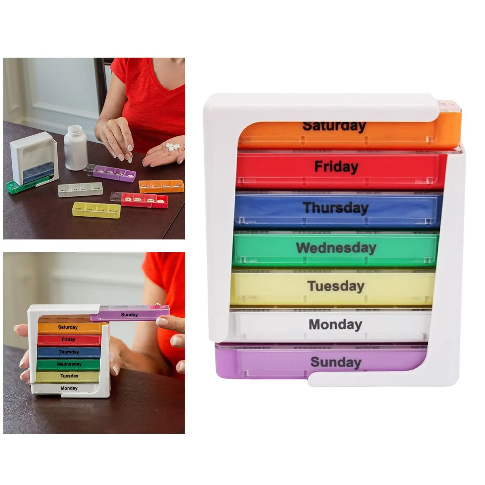 Weekly  Pill Box Organiser, Storage Case Reminder Portable 4 Times A Day  Container ,for  Elderly