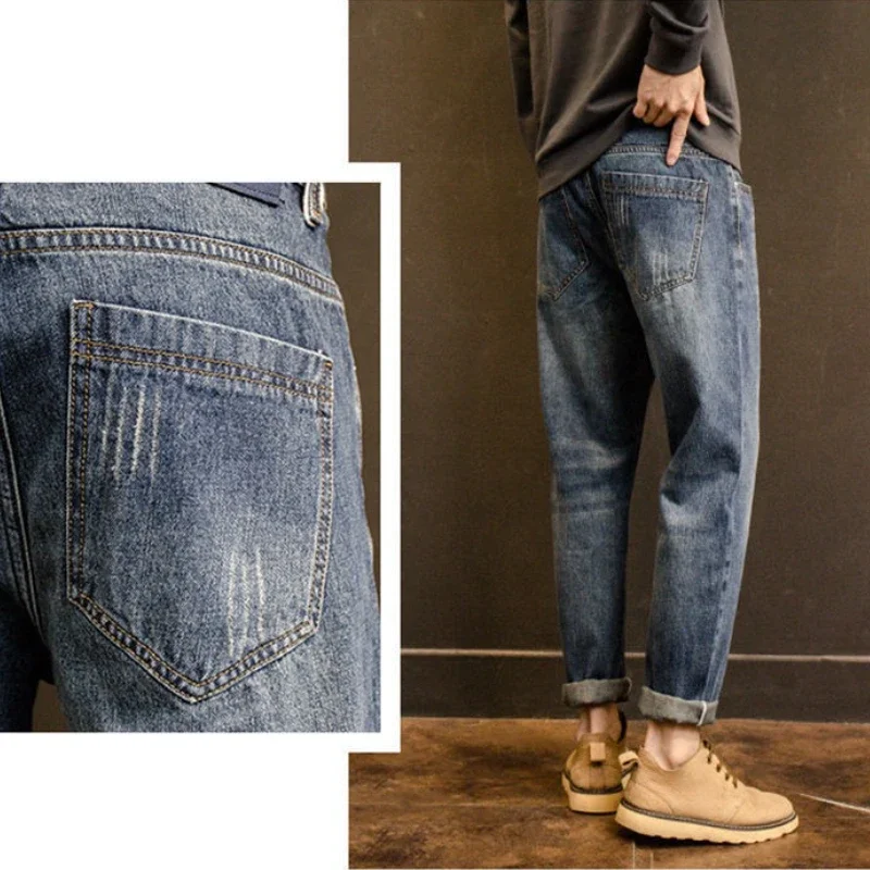 With Pockets Man Cowboy Pants 2025 Trend Japanese Street Style Retro Y2k Vintage 90s Streetwear Stylish Designer Jeans for Men