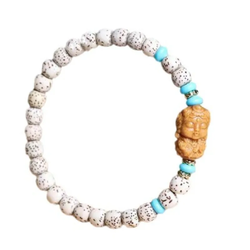 Natural Golden Seed Moon Star Bodhi Bracelet Ethnic Style Prayer Bead Jewelry Gifts