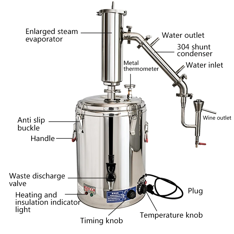 25L Bestseller New Household Stainless Steel Distilled Water Machine Moonlight Return Column Gin Basket