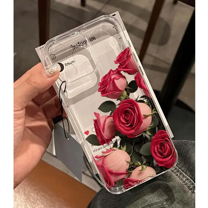 Case For Samsung Galaxy S25 S24 Ultra A55 A15 A54 5G A16 A35 A25 A56 A36 A26 A24 A06 A34 S23 FE Plus Transparent Floral Cover