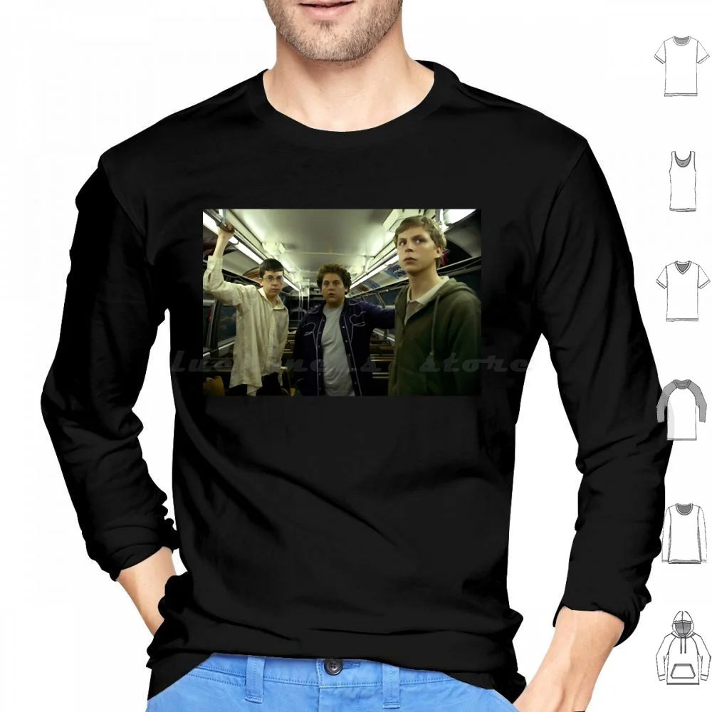 Superbad Train Scene Still Classic Hoodies Long Sleeve Superbad Train Scene Still