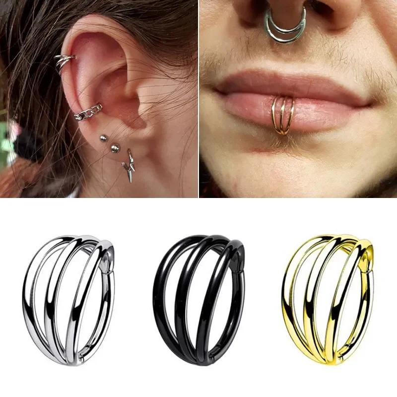 Doearko 1pcs Segment Tragus Helix Cartilage Earring Nose Ring Septum Clicker Conch Body Piercing Jewelry 316L Surgical Steel