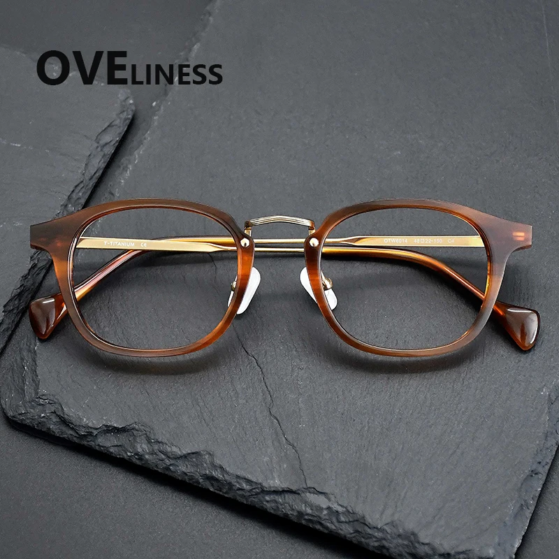 

2027 Fashion Comfort Optical Eyeglasses Retro Luxury myopia Pure Titanium Acetate Glasses Frames Prescription Eyewear For Men