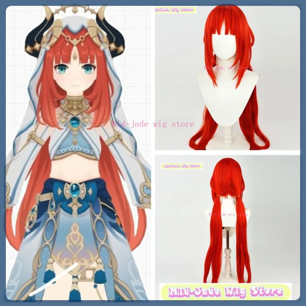 

Mid-jade Wig Store Genshin Impact Nilou Cosplay Wig Anime Game Role-playing Synthetic Hair Halloween Party Costumes Props