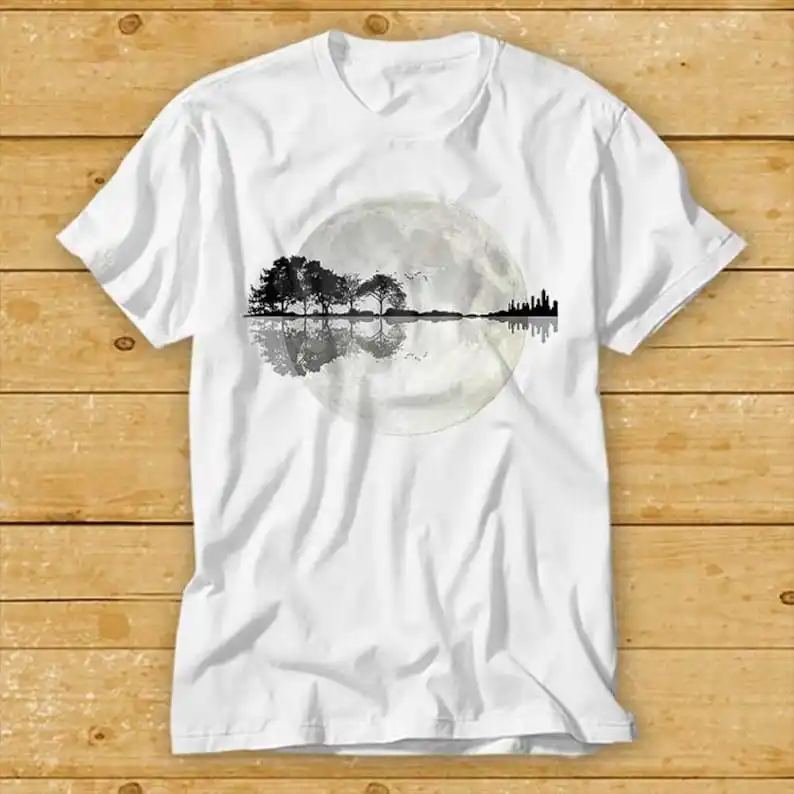 Moonlight Nature Guitar Tree T Shirt Music Mens Gift Retro Vintage Shirt Unisex Top Tee T-shirt 2237