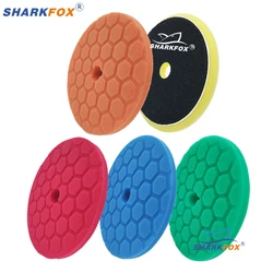 Sharkfox 5 pieces/set 5 Inch(125mm) Car Buffing Polishing Pads Beveled Hex-Logic Sponge For DA/RO/GA Buffer Polisher