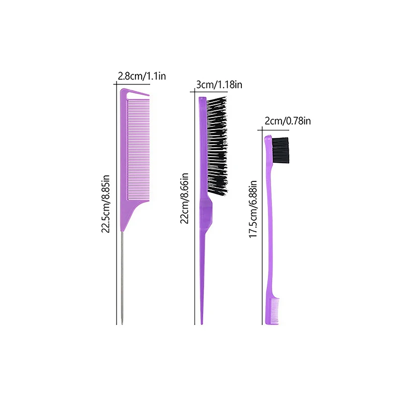 3pcs Double Sided Edge Control Hair Comb Hair Styling Hair Brush Accessories Brush Comb Styling Partition Comb