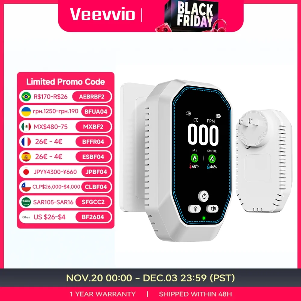 

Детектор угарного газа Veevvio HTB-02 5-в-1