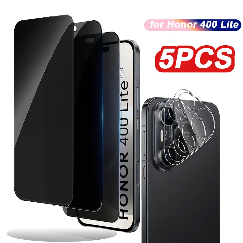 

5in1 for Honor 400 Pro 3Pcs Privacy Tempered Glass Films + 2Pcs Lens Films,Anti-Peeping Technology, High Sensitivity, Anti-Shock