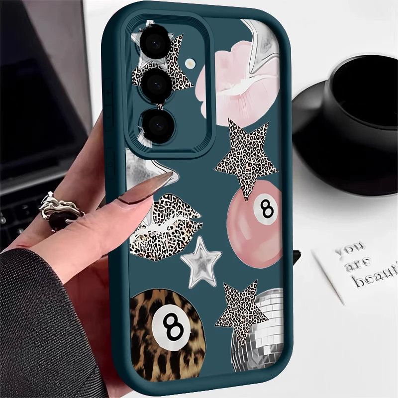 

Чехол для Samsung S26 Ultra S25 Edge S24 S23 S22 S21 FE A54 A15 A35 A55 A16 A36 A56 A17 A37 A57 5G с леопардовым принтом и звездами