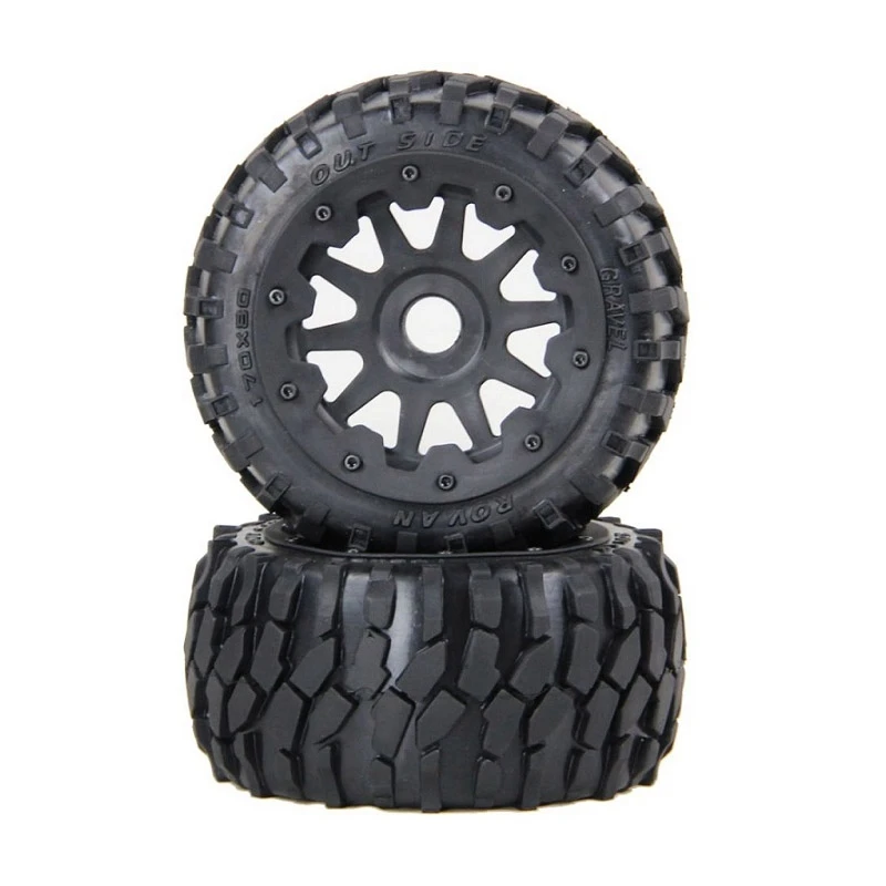 For Rovan 1/5 Buggy All-Terrain Tires Rear Gravel Wheels on 6-spoke Rims for HPI Baja 5B King Motor RC Car 1:5 Parts Accessory