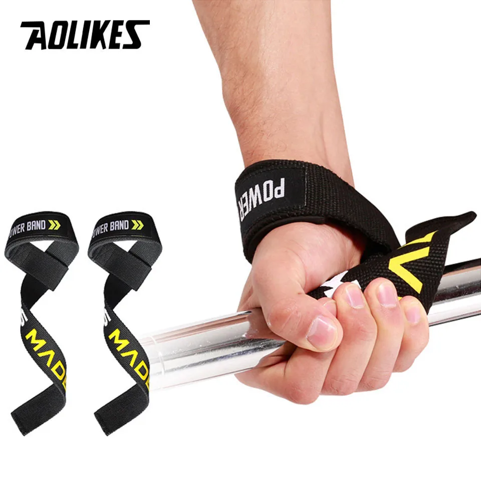 AOLIKES 2PCS Weightlifting Straps Anti-Slip Silicone Lifting Wrist Straps Strength Training Crossfit Hand Grips Wrist Support