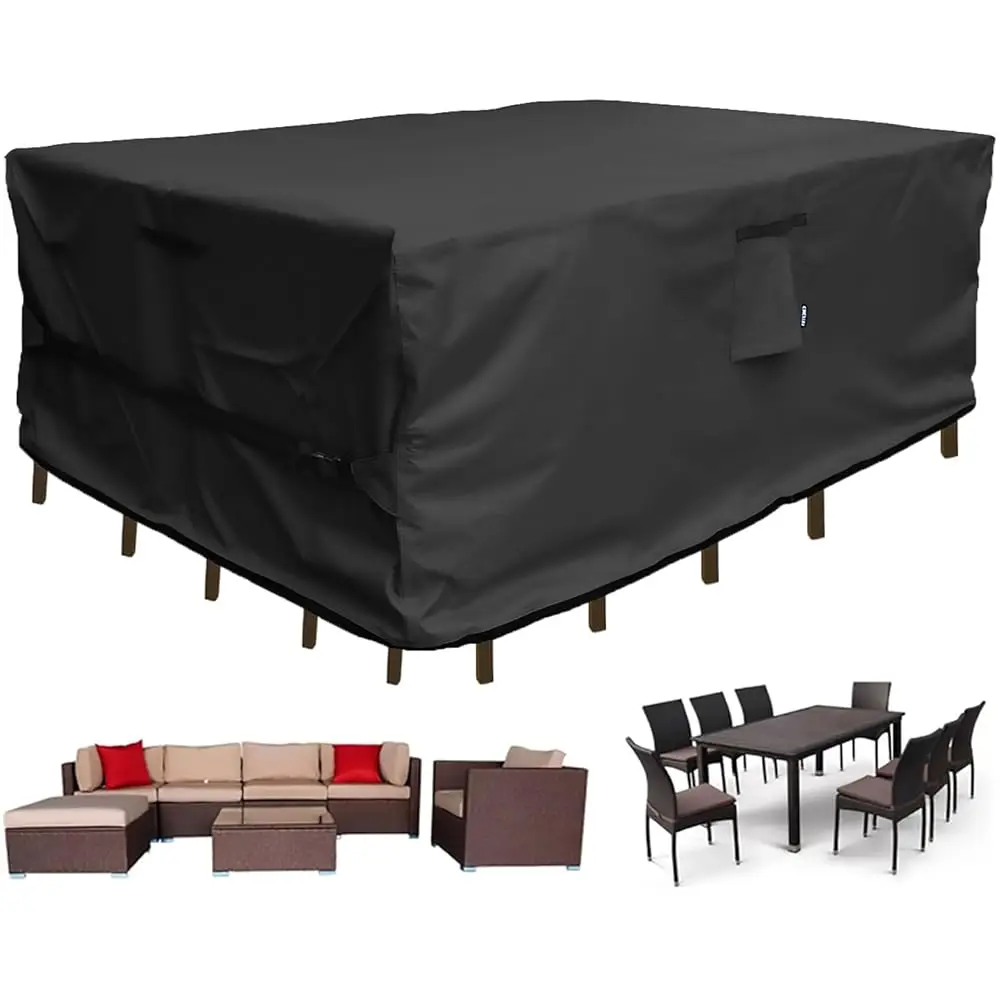 

Patio Furniture Set Cover Rectangular Heavy Duty 600D Waterproof Outdoor Sectional Sofa Couch Cover Large Outside Dining Table
