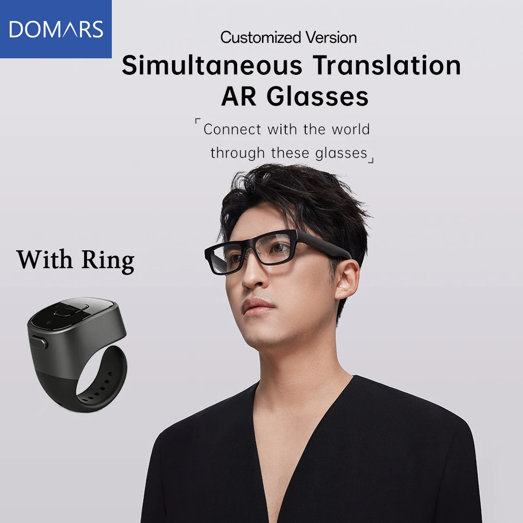 

Умные очки Domars AR с поддержкой синхронного перевода, Bluetooth-очки для путешествий с голосовыми подсказками