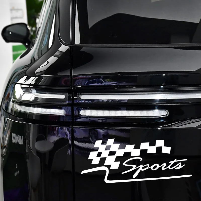 SPORT チェッカーフラッグ ビニールデカール オートバイ用 反射性リムーバブルステッカー ユニバーサルレーシングスタイリングレター