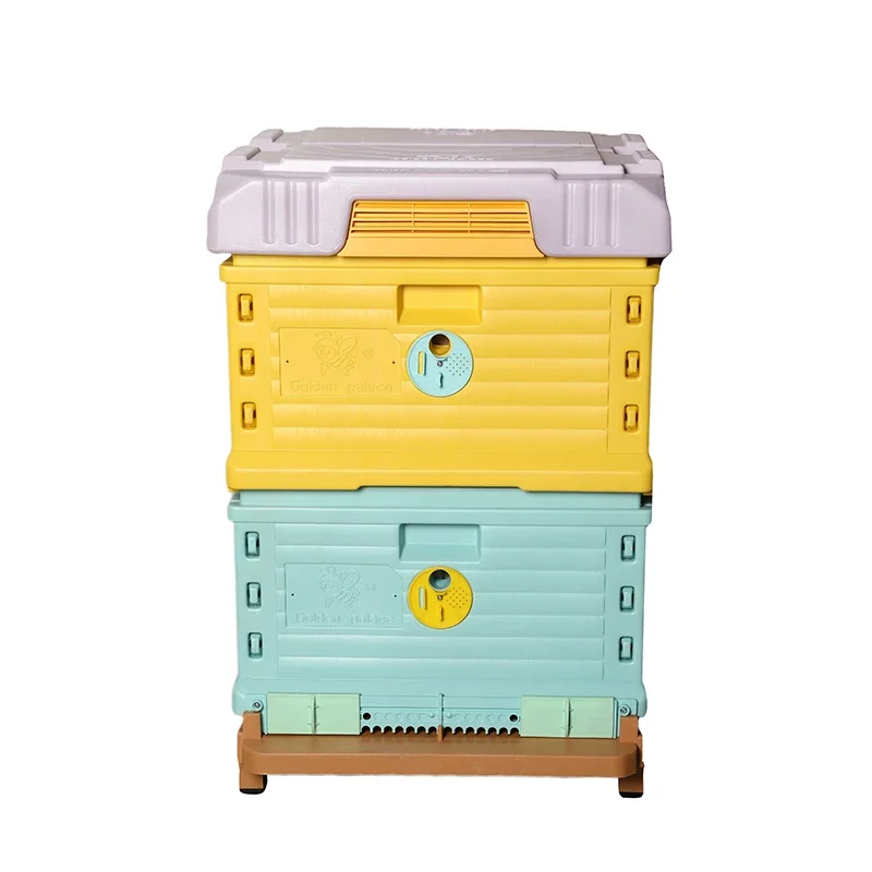 Insulation Plastic Beehive 2 Layers , Super Solid Langstroth Beehive 10 Frames Plastic Beehives Top Bee Feeder