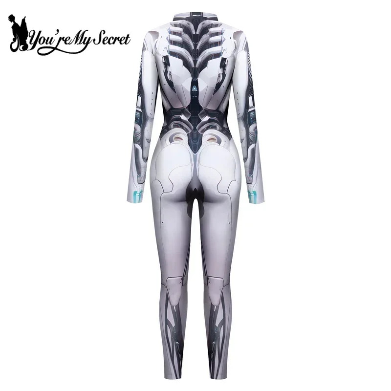 [You're My Secret] Adult Women Jumpsuit Steampunk Armor Printed Cosplay Costumes Halloween Carnival Party Spandex Zentai Outfit