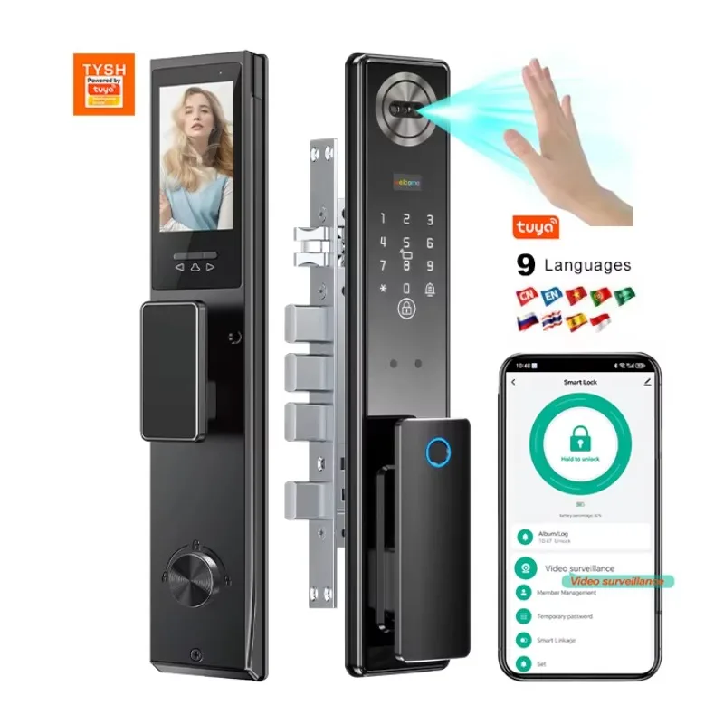 

STLF Security Fully Automatic 3d Face Recognition Biometric Fingerprint Tuya Smart Door Lock With Wifi Digital Door Lock