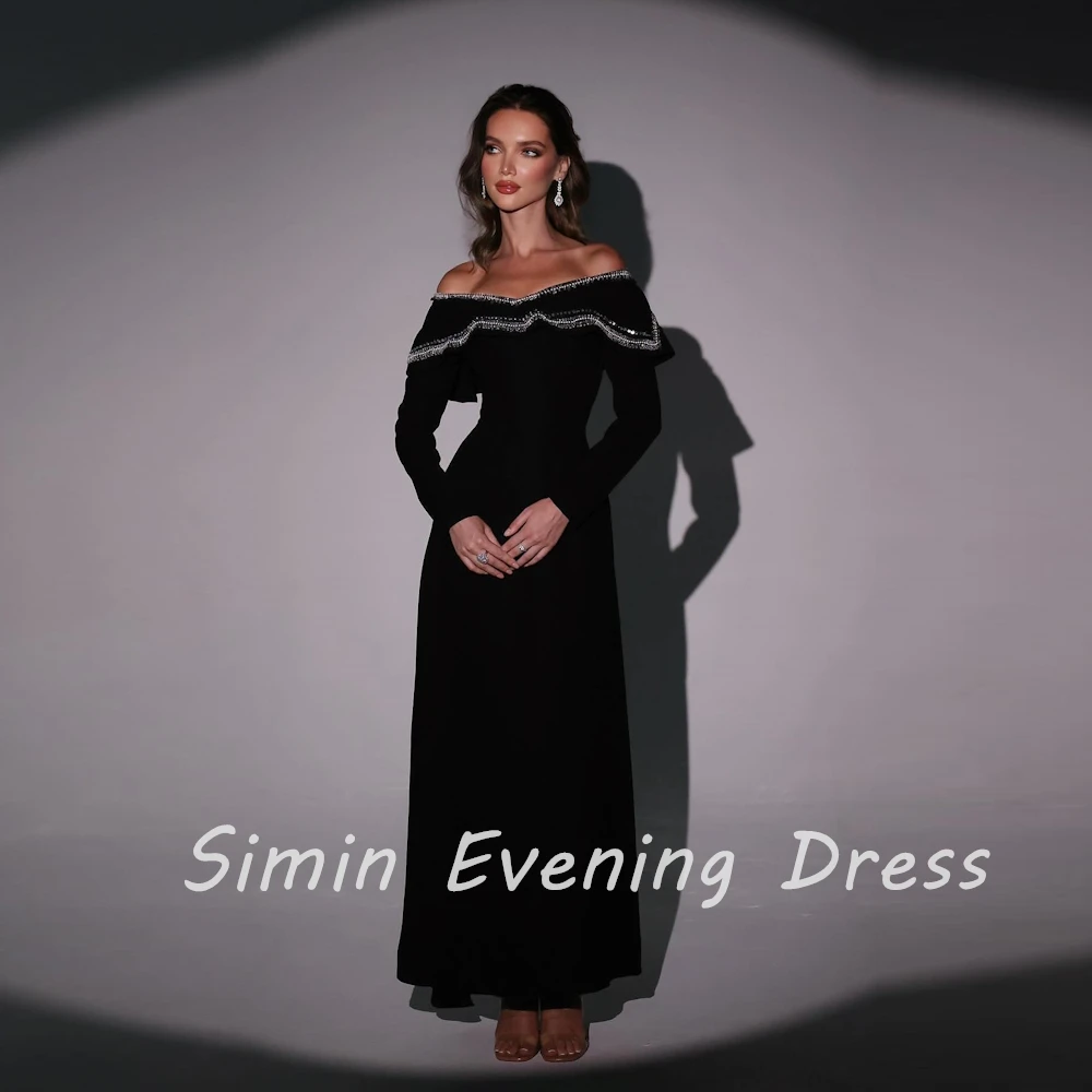 

Simin Off The Shoulder Luxury Party Dresses Straight Ankle-Length elegant Crepe Formal Saudi evening gala dress for women 2024