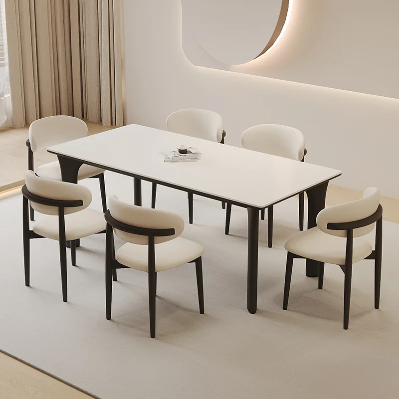 Solid wood slate dining table, household dining table ash wood rectangular medieval modern simple dining
