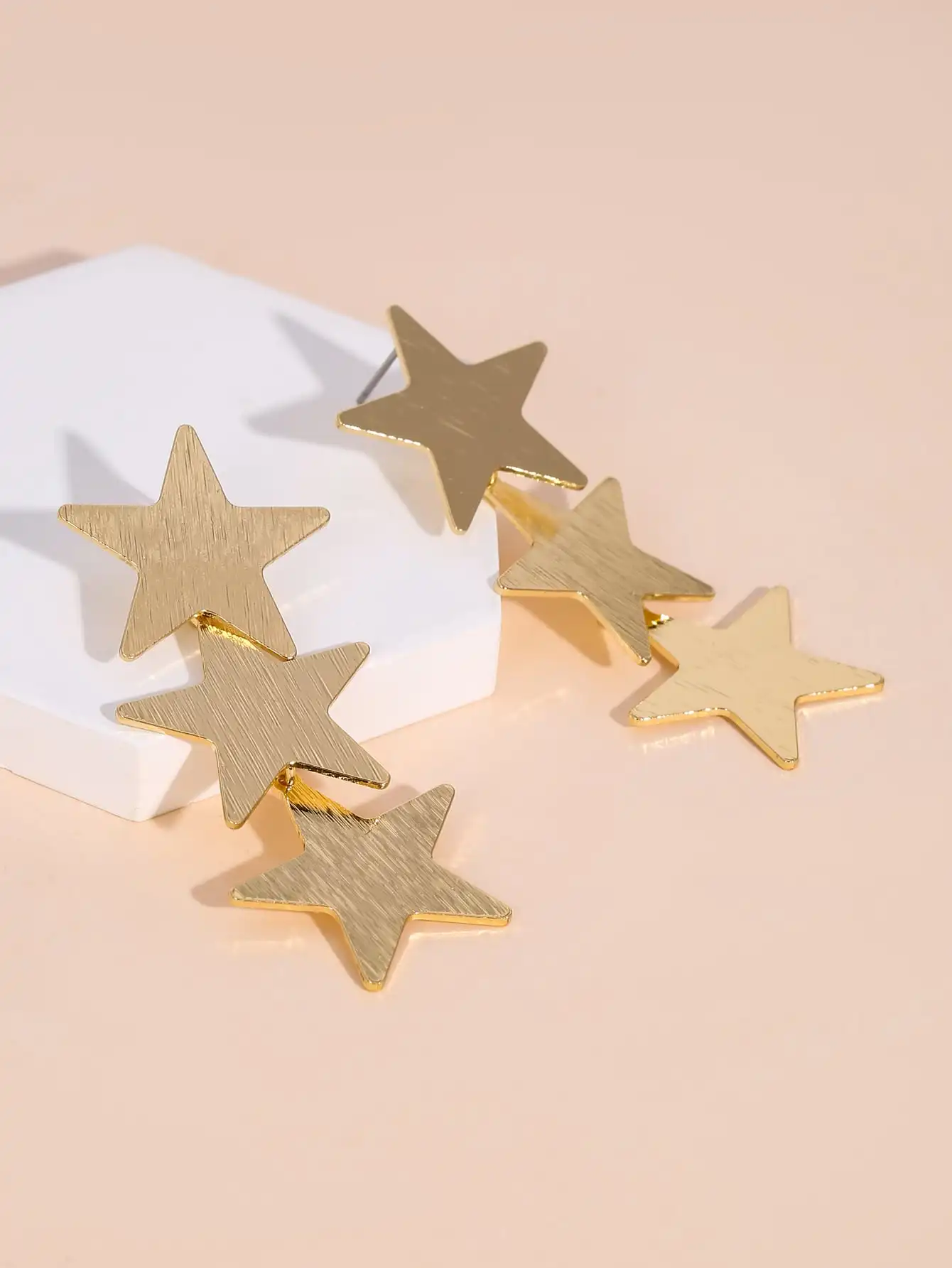 

Gold Tone Star Cluster Stud Earrings with Brushed Finish