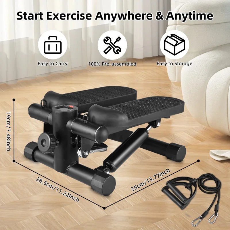 Mini Stepper For Exercise At Home With Resistance Bands LCD Display Capacity 100kg Stair Stepper