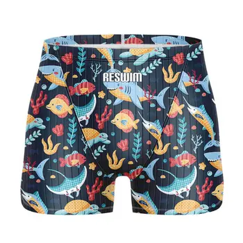 New Men's Swim Jammer Swimsuit Shorts Athletic Training Summer Boy's Beach Tights Swimwear Quick Dry Swimming Trunks Surf Pants