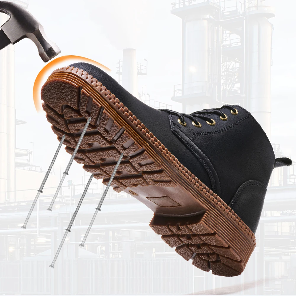 Waterproof Work Boots Safety S - Leather Work Fabric ulasan dan harga