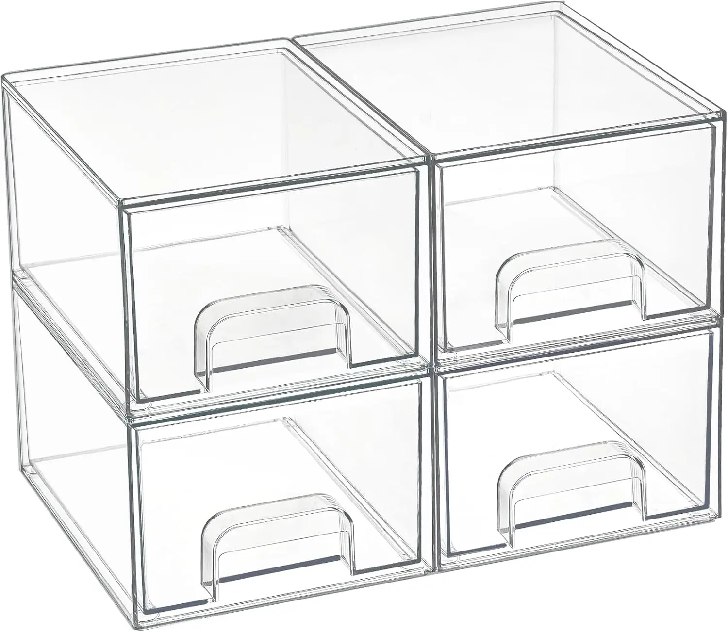 

4 Pack Clear Stackable Storage Drawers, Acrylic Organizer for Bathroom, Kitchen, Home Organization