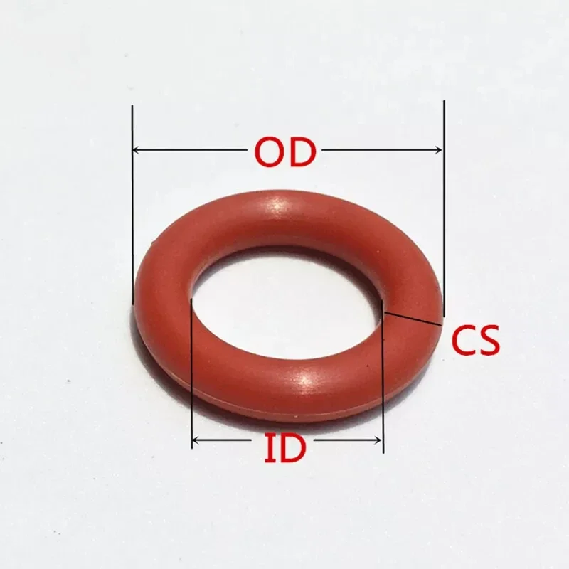 10Pcs/Lots  Red Silicone VMQ O-Ring  CS 4mm 5mm Metric Gasket Food Grade Sealing Ring Waterproof and Insulated OD 15mm~90mm