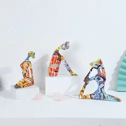 Creative Modern Resin Art Color Yoga Girl Statue Figurine Resin Sculpture Home Office Bar Store Decoration Ornament Crafts
