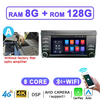 Draadloze Carplay autoradio Android 15 Auto multimediaspeler voor Porsche Cayenne 2005-2013 2 din autoradio stereo GPS BT 4G LTE
