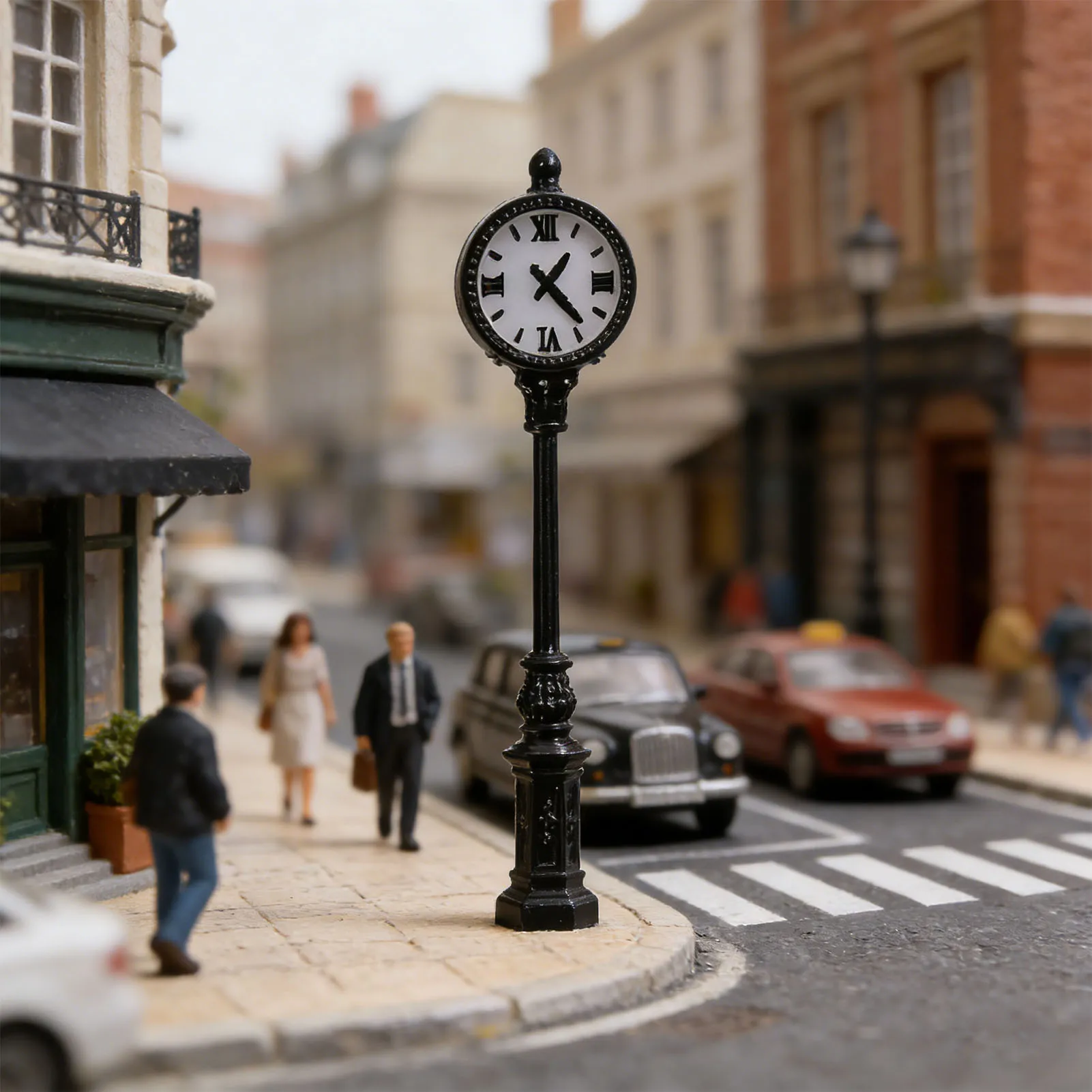 Evemodel 3pcs N Scale 4.3cm Vintage Platform Black Clock Lamps Warm White LED for Model Railway Station LD36