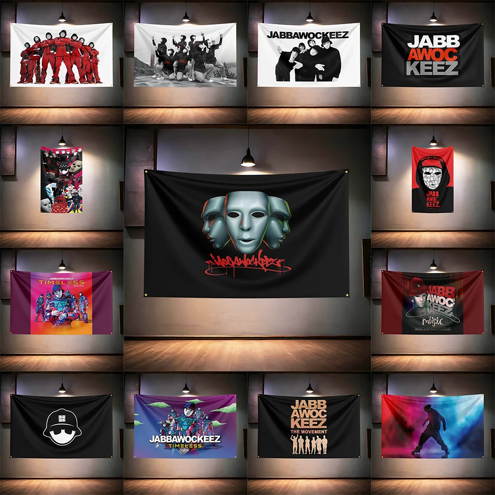 Bandera de Música Rock 3x5 pies para Fans de Jabbawockeez, Pancarta con Impresión HD, Ojales de Latón, Decoración de Pared para Garaje, Dormitorio, Sala de Estar, Tapiz