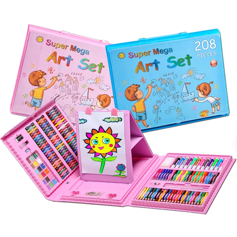 42-208PCS Children Art Painting Set Educational Toys Watercolor Pencil Crayon Water Pen Drawing Board Doodle Supplies Kids Gift