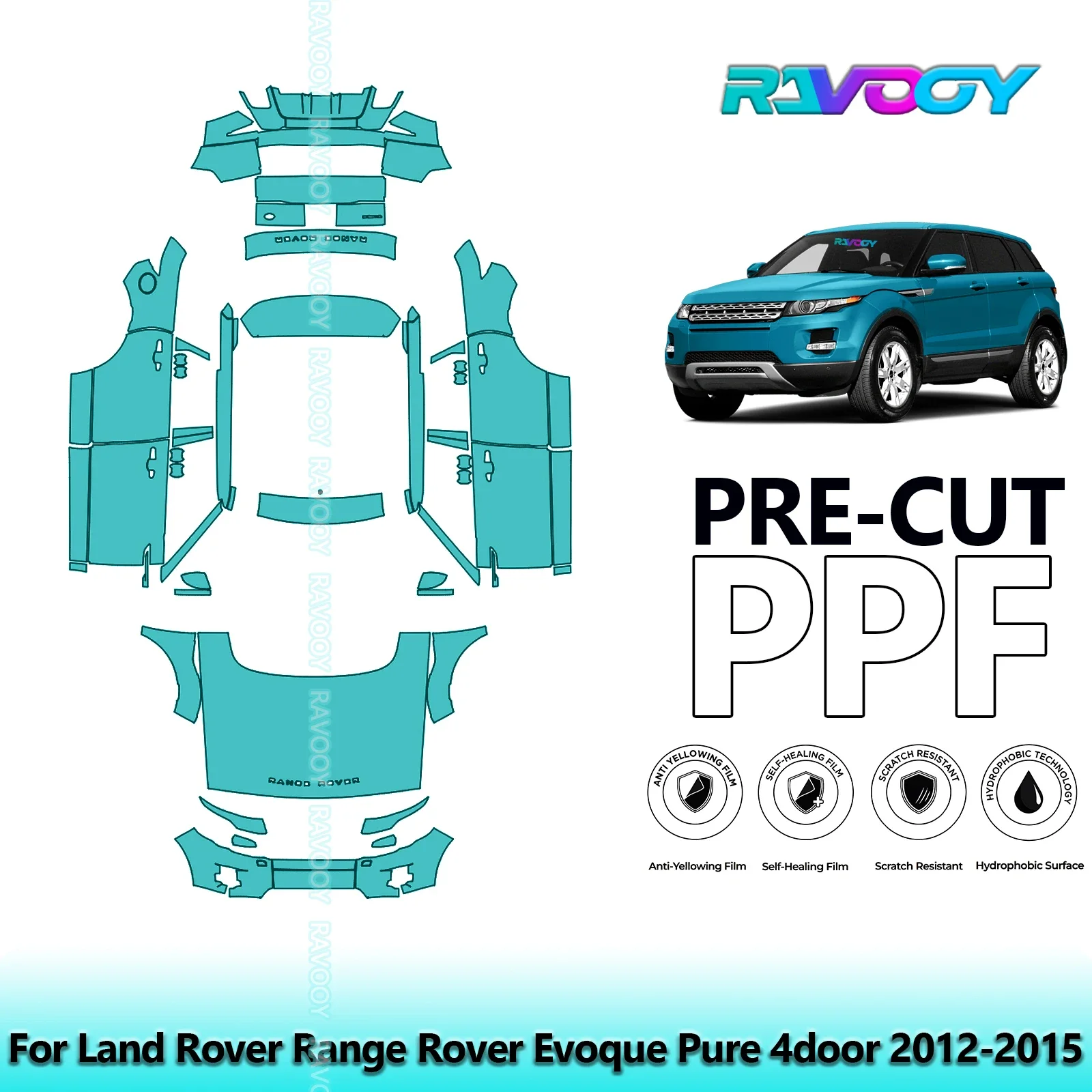 

8.5Mil Full Vehicle Precut PPF Paint Protection Film For Land Rover Range Rover Evoque Pure 4door 2012-2015