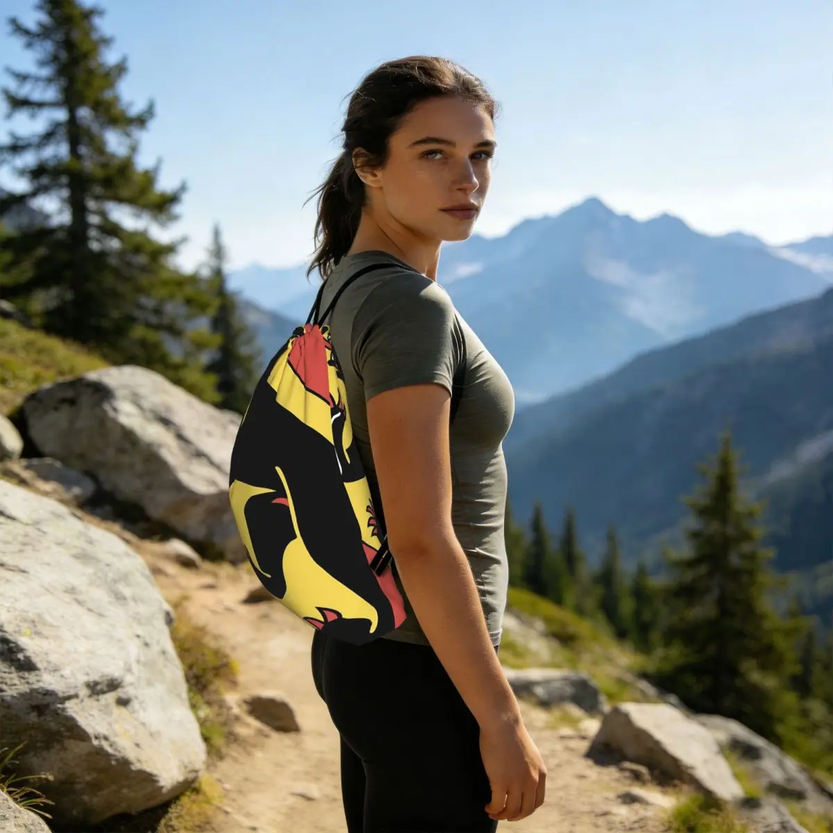 Bern Bear Swiss Flag Switzerland Coat Of Arms Backpacks Casual Drawstring Bags Storage Bag Book Bags for Man Woman Students
