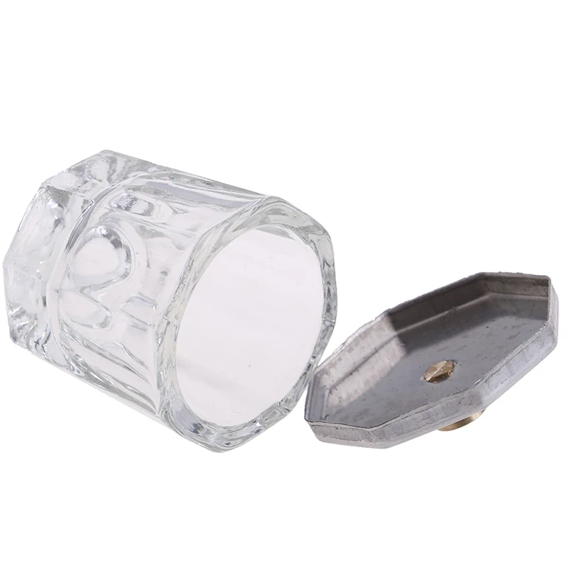 1XCosmetic Tools Octagon Shaped Glass Dappen Dish with Stainless Steel Metal Lid