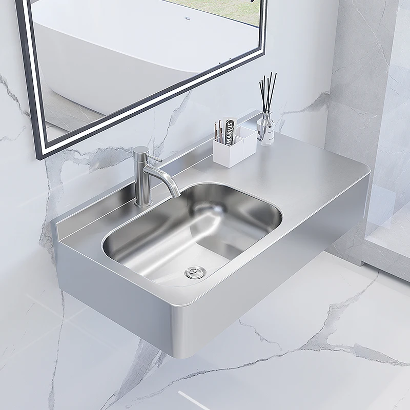 

Умывальник из нержавеющей стали 304, встроенный умывальник для ванной комнаты, умывальник, настенная раковина